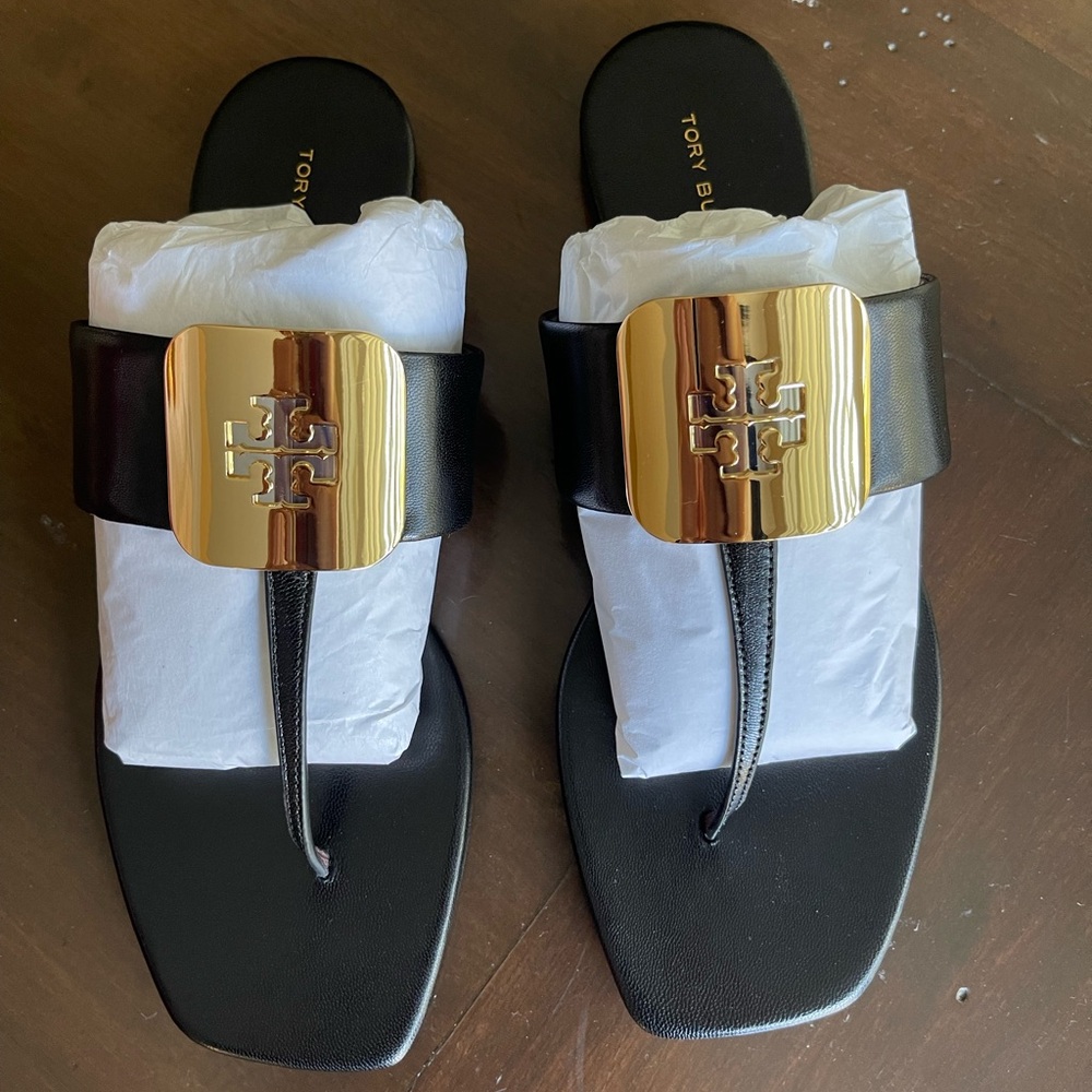 TORY BURCH BLACK GEORGIA STRAPPY SANDALS SIZE 7